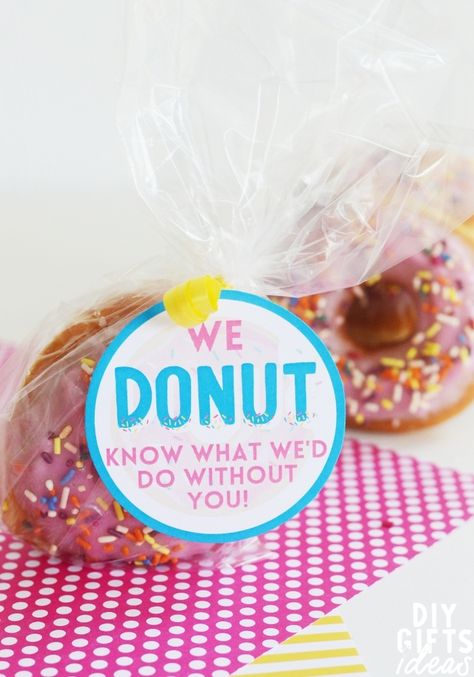 DIY Donut Thank You Gift | Free printable gift tags too! Diy Engagement Gifts, Donut Gift Tag, Holiday Donuts, To Thank Someone, Rs Activities, Diy Donut, Donut Gifts, Christmas Donuts, Diy Donuts