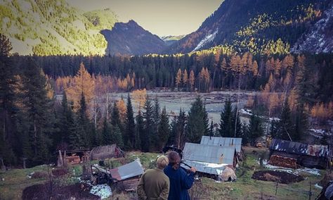 Film-makers Rebecca Marshall and and Sarah Cunningham overlooking Agafia’s homestead. Sarah Cunningham, Old Believers, Live Alone, Living Off The Land, Catching Fish, Life Story, Her World, Just Friends, Film Director