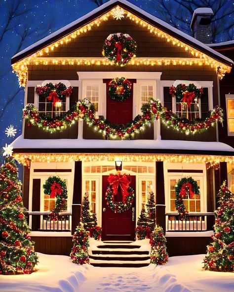 Homestead Holidays Country Christmas Decor Ideas Christmas Lights Decorations Outdoor, Christmas Decorations House Outdoor, Christmas Outside Lights, Christmas House Decorations Outdoor, Christmas Lights Outside House Ideas, Christmas Esthetics, American Christmas Decorations, Christmas Home Exterior, Christmas Exterior