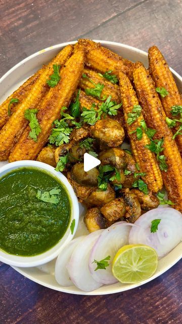 Easy Vegetarian Starters, Babycorn Recipes Starter, Mushroom Starter Recipes, Corn Starters, Indian Vegetarian Snacks Recipes, Tandoori Vegetables Recipe, Non Veg Recipes Indian, Veg Snacks Recipes Indian, Indian Starters Vegetarian