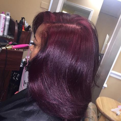 Pressed Natural Hair, Pelo Afro, Dyed Natural Hair, Flat Iron Hair Styles, Burgundy Hair, Silk Press, Hair Laid, Hair Crush, Relaxed Hair