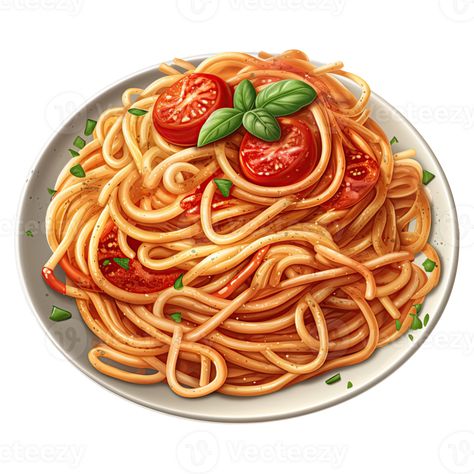 Delicious Italian Food Clipart. Cartoon Spaghetti Illustration. Generative AI Noodles And Tomatoes, Cartoon Spaghetti, Noodles Cartoon, Spaghetti Illustration, Pasta With Clams, Spaghetti Art, Dnd Food, Anime Rpg, Delicious Spaghetti