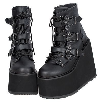 Gothic Platform Boots, Alt Shoes, Grunge Shoes, Galaxy Converse, Galaxy Vans, Goth Shoes, Goth Boots, Goth Outfit, Demonia Shoes