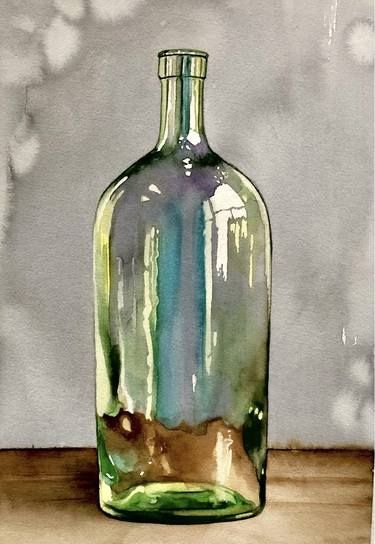 Watercolor Still Life, Turkey Painting, Aquarelle Painting, Art Watercolor Painting, Watercolor Projects, Landscape Art Painting, Watercolor Painting Techniques, Green Bottle, 수채화 그림