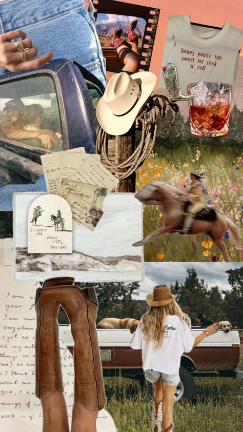 California Cowgirl Aesthetic, Coastal Cowgirl Mood Board, City Cowgirl Aesthetic, Mountain Cowgirl Aesthetic, Cowgirl Mood Board, Chestnut Springs Aesthetic, Earthy Cowgirl, Country Mood Board, 90s Country Aesthetic