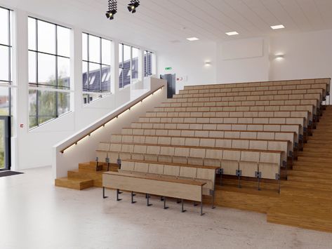 Lecture Theatre Design, Small Lecture Hall, Small Auditorium Design, Theatre Tips, Auditorium Architecture, Theatre Seating, University Design, Auditorium Design, Tiered Seating