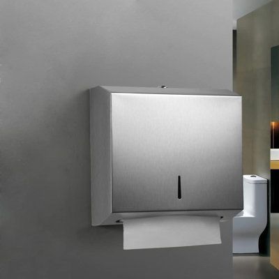 A simple and modern design that is built to last with strong durable stainless steel. The product is covered in protective film. Please remove it before use. | Rebrilliant Paper Towel Dispenser C-Fold Multifold Paper Hand Towel Dispenser Wall Mount Comercial Paper Dispenser Stainless Steel Tissue Holder w/ | Organization | C007781911 | Wayfair Canada Folded Paper Towels, Paper Hand Towels, Tissue Paper Holder, Paper Towel Dispenser, Tissue Dispenser, Paper Dispenser, Tissue Case, How To Fold Towels, Towel Dispenser