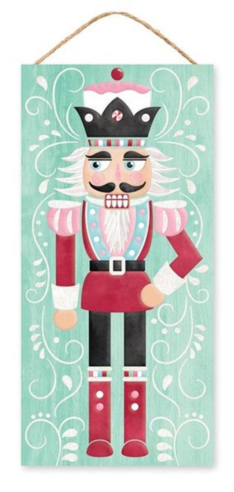 "This mint nutcracker sign will make for an ideal wreath display as well; pair it with some sprays, flowers and decorative ribbon!  Sign measures  12.5\" H x 6\" W Order ships in 1-3 business days.  Additional shipping fees may apply to orders shipping to Alaska, Hawaii or Puerto Rico.  Check out all of my other listings at: https://www.etsy.com/shop/TheFrontPorchByDeb" Nutcracker Display, Nutcrackers Display, Wreath Display, Wreath Making Supplies, Wreath Supplies, Cow Art, Christmas Sign, Table Display, Nutcracker Christmas