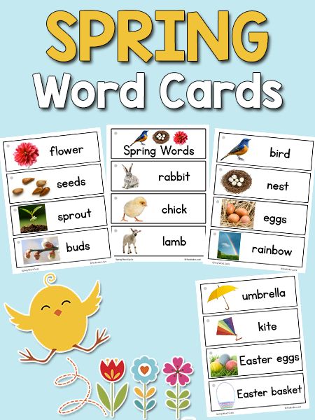 Spring Picture-Word Cards: free printable April Preschool, Spring Vocabulary, Spring Picture, Spring Lessons, Spring Kindergarten, Spring Classroom, Spring Words, Theme Words, Easter Preschool