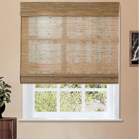 Natural Jute Bamboo Woven Shade - Bark – TWOPAGES CURTAINS House Martin, Roman Shades For Doors, Woven Roman Shades, Indoor Windows, Light Filtering Window Treatments, Light Filtering Blinds, Windows Treatments, Bamboo Roman Shades, Fabric Roman Shades