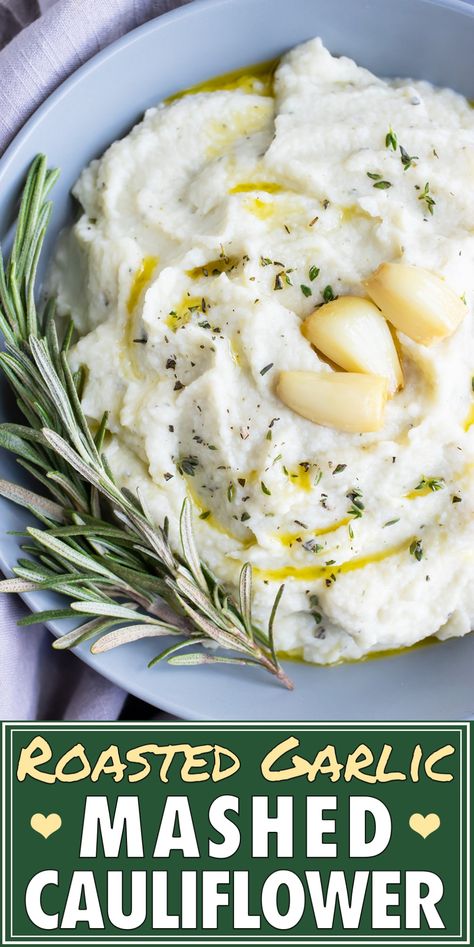 Paleo Mashed Cauliflower, Vegan Mashed Cauliflower, Cauliflower Mashed Potatoes Recipe, Cauliflower Roasted, Cauliflower Vegan, Garlic Mashed Cauliflower, Cauliflower Mashed, Mashed Cauliflower Recipe, Paleo Side Dishes