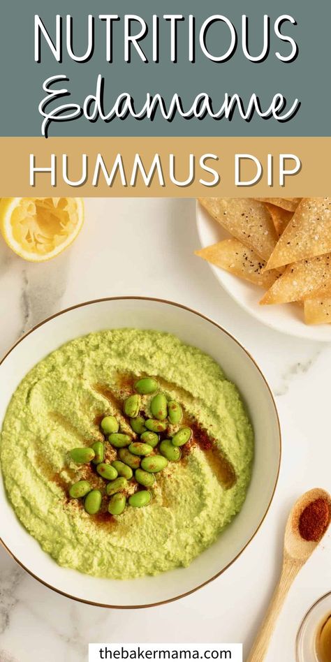 It only takes 5 minutes to blend up this Creamy Nutritious Edamame Hummus Dip. It makes a deliciously simple and nutritious snack the whole family will love! One bite and you’ll be hooked. With a smooth texture that’s perfect for scooping, it’s refreshing and delicious appetizer the whole family is sure to love! Edamame Recipes Snack, Edamame Hummus Recipe, Edamame Dip, Dip Recipes Crockpot, Vegan Sauce Recipes, Edamame Hummus, Edamame Recipes, Hummus Dip, Healthy Vegetable Recipes