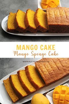 Mango Sponge Cake Recipe, Mango Almond Cake, Frozen Mango Recipes Baking, Filipino Mango Cake, Baking With Mango, Mango Healthy Dessert, Mango Loaf Cake, Easy Mango Cake, Cooked Mango Recipes