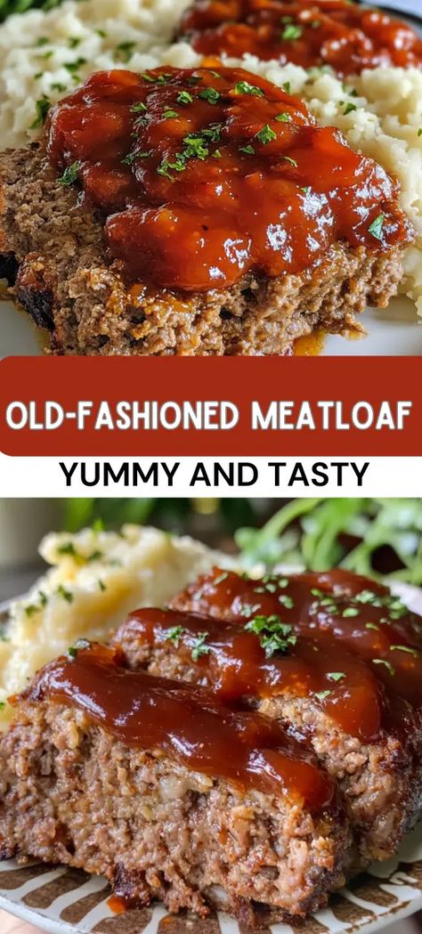 Old-Fashioned Meatloaf Meatloaf Glaze Recipe, Easy Homemade Meatloaf, Ground Beef Meatloaf, Beef Meatloaf Recipes, Old Fashioned Meatloaf, Slow Cooker Meatloaf, Delicious Meatloaf, Beef Meatloaf, Southern Cooking Recipes