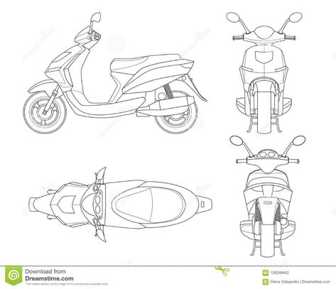 Trendy Scooter Outline Isolated on White Background. Isolated Motorbike Template for Moped, Motorbike Branding and Stock Vector - Illustration of scooter, motorcycle: 109249462 Motorcycle Background, Motorbike Drawing, Scooter Drawing, Jeep Art, Motorcycle Drawing, Motorcycle Illustration, Comic Tutorial, Architecture Logo, Single Line Drawing