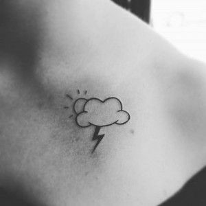 Sun and Lightning Cloud Tattoo Tattoo Shoulder Ideas, Cute Cloud Tattoo, Cloud Tattoos, Cloud Tattoo Design, Rain Tattoo, Storm Tattoo, Lightning Bolt Tattoo, Lightning Tattoo, Bolt Tattoo