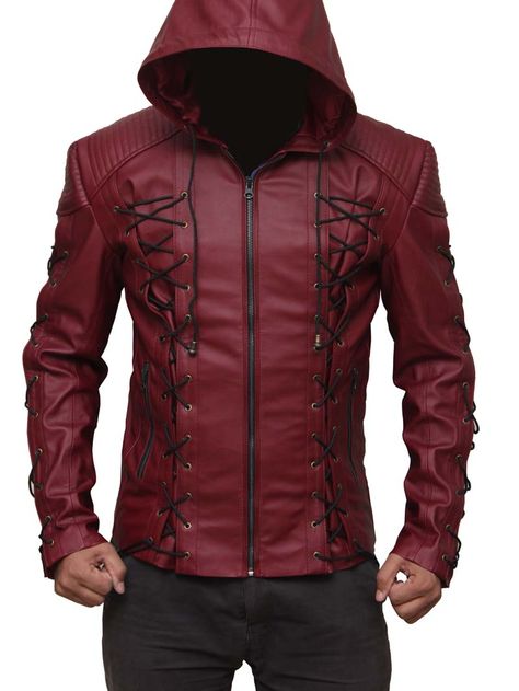 Arsenal Red Jacket Faux Leather Jacket Men, Roy Harper, Motorbike Jackets, Suede Leather Jacket, Leather Jacket With Hood, Real Leather Jacket, Black Leather Jacket, Leather Jacket Men, Faux Leather Jackets