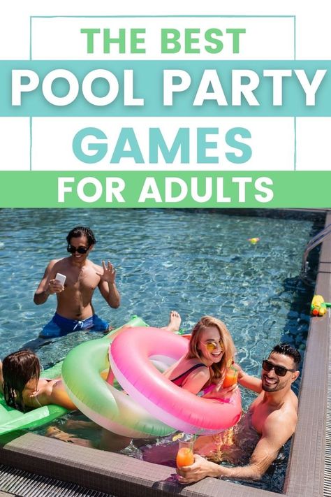 Pool party games for adults Pool Party Ideas For Adults Backyards, Pool Competition Games, Pool Activities For Adults, Pool Olympic Games, Pool Games Ideas, Fun Water Games For Adults, Pool Relay Games, Pool Party Games Ideas, Vacation Games For Adults