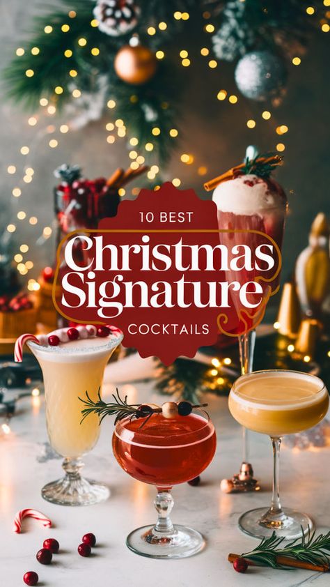 "Discover the 10 Best Christmas Signature Cocktails to Delight Your Guests! Elevate your holiday celebrations with these festive beverages that are perfect for any Christmas party. From classic Christmas cocktails to innovative holiday drinks, these seasonal mixology recipes will impress your guests and add cheer to your gatherings. Cheers to unforgettable moments with these delightful Christmas party recipes!" Christmas Party Recipes, Mixology Recipes, Christmas Food Ideas, Christmas Drinks Alcohol Recipes, Peppermint Martini, Christmas Drinks Alcohol, Easy To Make Appetizers, Seasonal Cocktail, Signature Cocktails