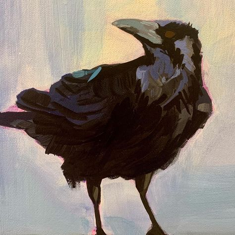 This scruffy crow is a small unfinished part of a large painting that I’m working on. I’ll be posting more wip pics. Acrylic on canvas. #paintingwip #acrylicpainting #crowpainting Crow Painting Acrylic, Crow Paintings, Painting Acrylic Easy, Crow Painting, Paint Night, Large Painting, Crows, Painting Acrylic, Painting Inspiration