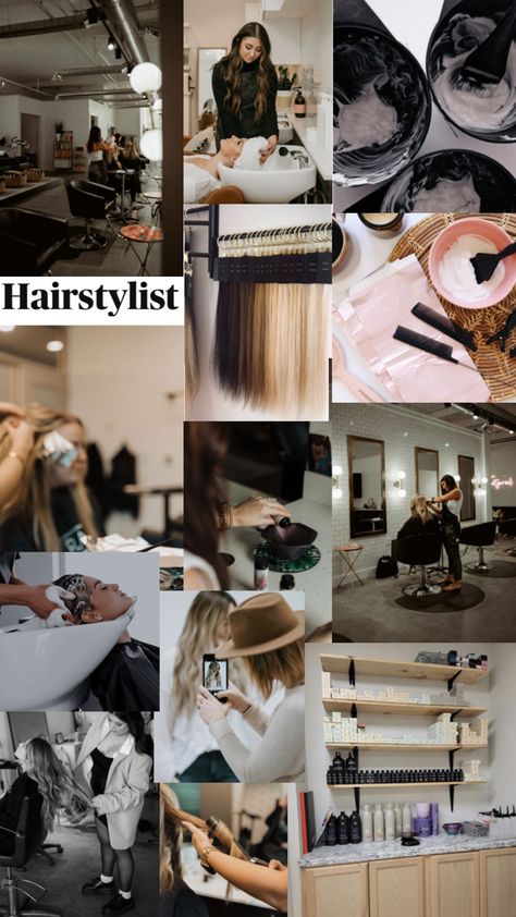 Hairstylist Vision Board, Hair Vision Board, Hairstylist Career, Beauty School Cosmetology, Hair Mood Board, Hairstylist Branding, Cosmetology School, Beauty Salon Decor, Future Lifestyle