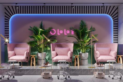 Nail spa studio "O'la la!!" on Behance Nail Salon Interior Design, Nail Salon Interior, Spa Studio, Spa Interior Design, Nail Salon Decor, Nail Salon Design, Spa Interior, Beauty Salon Decor, Nail Room