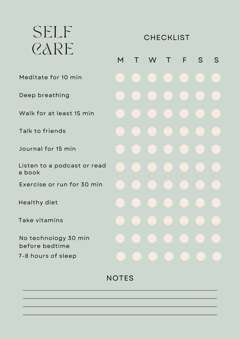 Pale Green Aesthetic Weekly Self Care Checklist - Templates by Canva Checklist Template Aesthetic, Pale Green Aesthetic, Weekly Self Care Checklist, Aesthetic Checklist, Weekly Self Care, Organization Templates, Morning Checklist, Notes Templates, Friends Journal