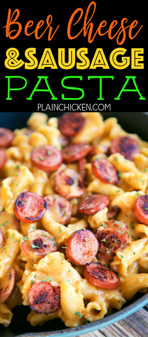 Smoked Sausage And Pasta, Homemade Beer Cheese, Sausage And Pasta, Beer Cheese Sauce, Smoked Sausage Pasta, Smoked Sausage Recipes, Homemade Beer, Beer Cheese, Sausage Pasta