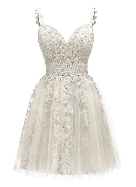 Courthouse Wedding Dress Short, Teen Homecoming Dresses, Summer Fashion Dresses Casual, Dress For Teens, Lace Homecoming Dress, Homecoming Dresses For Teens, Short White Dress Wedding, Dama Dresses, Pretty Quinceanera Dresses