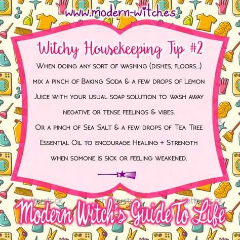 Modern Witch's Guide to Life (Posts tagged witchytipoftheday) Book Of Shadows, Witchcraft Tips, Housekeeping Tips, Magical Life, Modern Witch, Tea Tree Essential Oil, Washing Dishes, Life Photo, Tea Tree