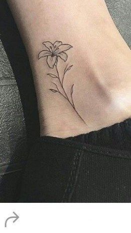 Small Lily Tattoo, Lilly Flower Tattoo, Tiger Lily Tattoos, Water Lily Tattoos, Lillies Tattoo, Lily Tattoo Design, Lily Flower Tattoos, Ankle Tattoos For Women, Petite Tattoos