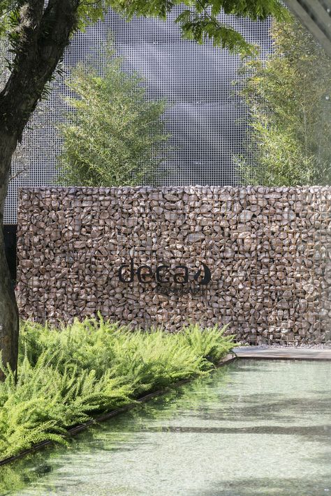 Brazilian Landscape, Entrance Signage, Monument Signs, Gabion Wall, Wall Signage, Eco Lodge, Entrance Design, Wayfinding Signage, Landscape Materials