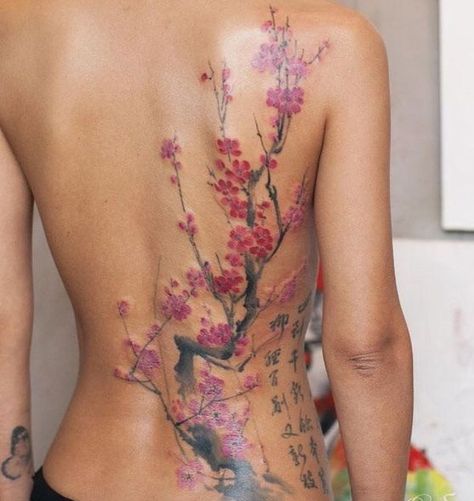 Tattoo Cherry, Blossom Tree Tattoo, Spine Tattoos For Women, Tattoos For Black Skin, Inspiration Tattoos, Pretty Tattoos For Women, Dope Tattoos For Women, Blossom Tattoo, Cherry Blossom Tattoo