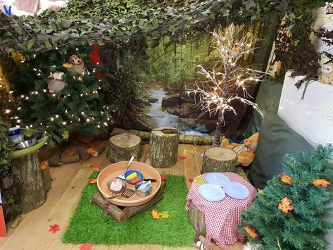 Woodland Role Play Area, Forest Role Play Area, Camping Role Play Eyfs, Enchanted Forest Role Play Area, Enchanted Forest Dramatic Play, Autumn Home Corner Eyfs, Into The Woods Eyfs, Autumn Role Play Eyfs, Forest Preschool Theme