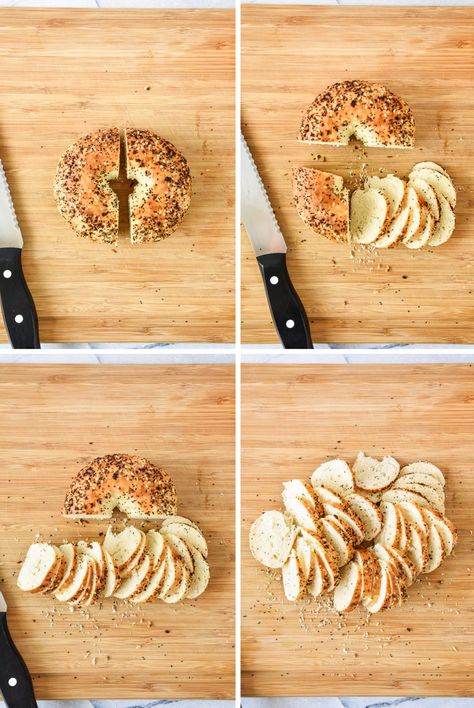 Bagel Chips Recipe Air Fryer, Air Fryer Bagel Chips, Crunchy Savory Snacks, Bagel In Air Fryer, Air Fryer Apps, Bagel Appetizers, What To Make With Bagels, Mini Bagel Appetizers, Low Fat Air Fryer Recipes