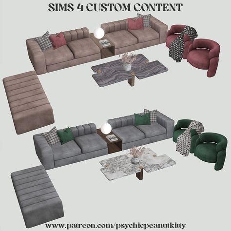 Sims 4 Daybed Cc, The Sims 4 Living Room, Sims4 Furniture, 2024 Living Room, Living Room Sims 4, Sims 4 Cc Furniture Living Rooms, The Sims 4 Custom Content, Living Chair, Contemporary Couches