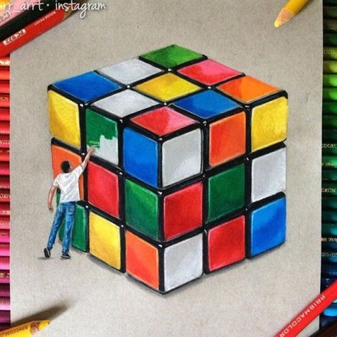 Rubics Cube Drawing, Rubik’s Cube, Elements Of Art Texture, A Level Art Sketchbook, Rubix Cube, Magic Cube, Rubik's Cube, Youtube Instagram, A Level Art