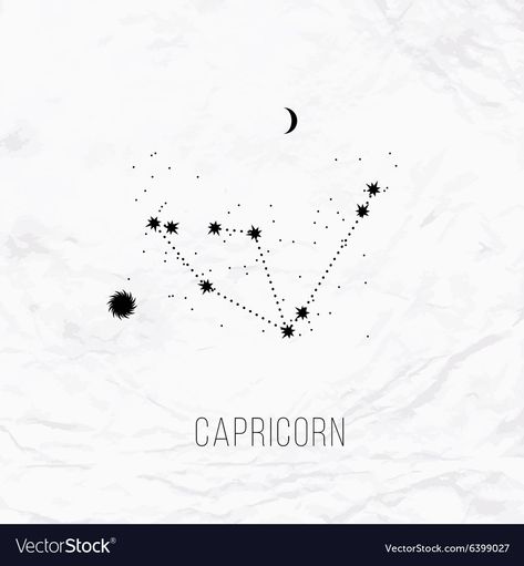 Capricorn Zodiac Constellation, Capricorn Zodiac Constellation Tattoo, Capricorn Star Constellation Tattoo Zodiac Signs, Sun Moon Constellation Tattoo, Capricorn Astrology Symbols, Horoscope Tattoos Capricorn, Capricorn Horoscope Tattoo, Zodiac Signs Tattoos Capricorn, Capicorn Tatoos Stars