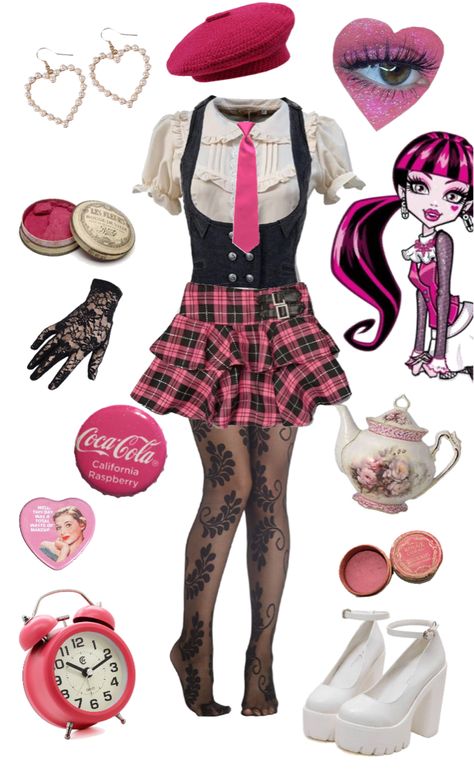 Idol Day Spirit Week, Draculaura Outfit Shein, Monster High Draculaura Halloween, Draculaura Halloween Costume Aesthetic, Draculaura Inspired Fits, Catty Noir Inspired Outfit, Monster High Outfits Draculaura, Monster High Clothes Outfits, Monster High Inspired Outfits Draculaura