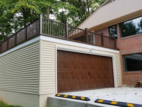 Garage with Rooftop Deck - Garage - DC Metro - by User | Houzz Garage With Deck Above, Garage Top Deck, Garage Rooftop Deck Ideas, Garage With Deck On Top, Garage With Rooftop Deck, Garage Roof Deck, Deck Over Garage, Rooftop Deck Ideas, Pictures Of Decks