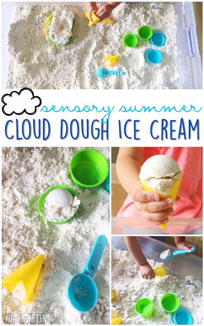 I’ve Cream Sensory Bin, Cloud Dough Ice Cream, Ice Cream Theme Sensory Bin, Ice Cream Sensory Play, Ice Cream Activities For Toddlers, Ice Cream Sensory Bin, Preschool Picnic, Daycare Layout, Ice Cream Crafts