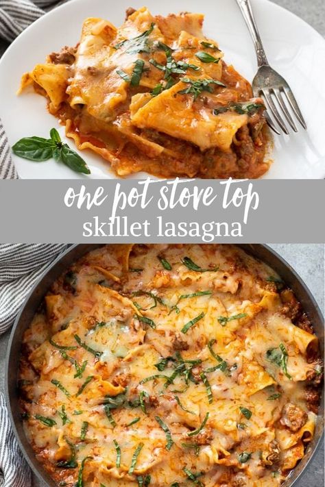 Stove Top Lasagna, Dinner Lasagna, Skillet Lasagna Recipe, Skillet Lasagna, Lasagna Ingredients, Pot Lasagna, Lasagna Pasta, Homemade Lasagna, Ground Beef Recipes For Dinner