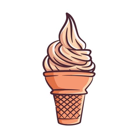 Ice Cream Vector Illustration, Ice Cream Cone Drawing, Cone Drawing, Cone Illustration, Tattoo Cake, Cake In A Cone, Soft Serve Ice Cream, Mini Drawings, Soft Serve