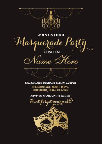 Masquerade Birthday Party, Sharpie Plates, Masquerade Invitations, Masquerade Party Invitations, 16 Invitations, 16th Birthday Invitations, Birthday Gold, Birthday Event, Invitation Party