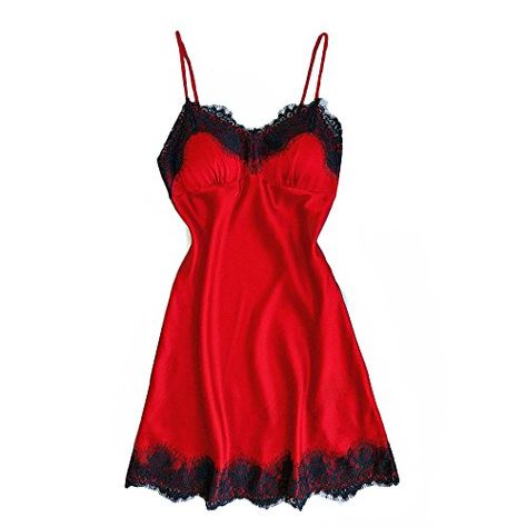 Covermason Femme Sexy sous-vêtements Robe Erotique Dentelle Col V Sling Robe de Nuit Babydoll Nuisette Seduction Chemise de Nuit Babydoll Vêtements de Pyjama (L Rouge) Lingerie Babydoll, Satin Sleepwear, Sleepwear Dress, Lace Nightgown, Night Dress For Women, Outfit Trends, Women Nightwear, Babydoll Lingerie, Lace Lingerie