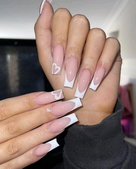 Acrylic Nail Baddie, Nail Designs Long Nails Square, Acrylic Nails With Color Underneath, Nail Idea Simple Short, Pretty Winter Nails Square, French Tip Ideas Long Nails, Simple Vacation Nails Acrylic, Easy Acrylic Designs, Simple Acrylic Nails For Summer