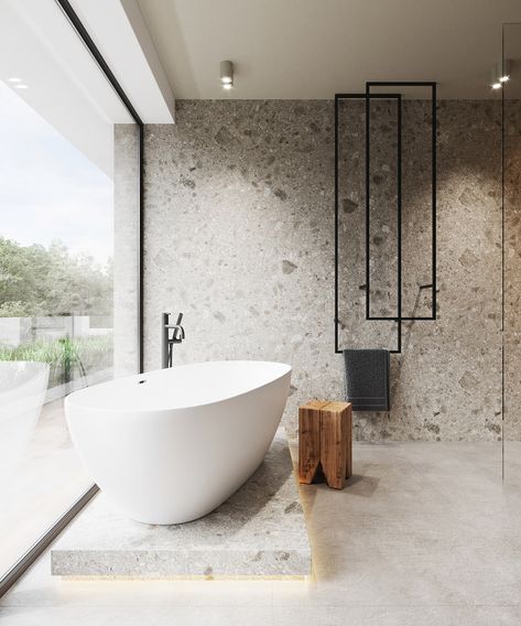 A Minimalist Home: Earthy, Modern & Masculine Design Interior Baie, Vstupná Hala, Luxury Bathtub, Asian Interior, Vevey, Decor Baie, Bathroom Design Inspiration, Trendy Bathroom, Bathroom Design Luxury