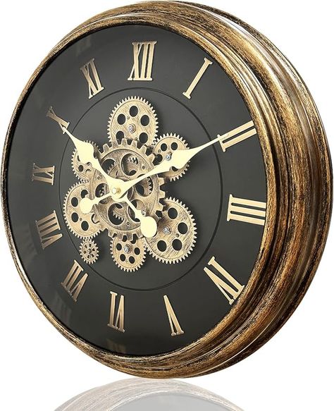 Amazon.com: Fenuiy Large Moving Gear Wall Clock Decorative Oversized Wall Clock Vintage Farmhouse Wall Clocks for Living Room Decor 18 Inch : Home & Kitchen Steampunk Rooms, Gear Wall, Wall Clock Vintage, Gear Wall Clock, Industrial Clocks, Farmhouse Wall Clocks, Steampunk Clock, Industrial Steampunk, Oversized Wall Clock