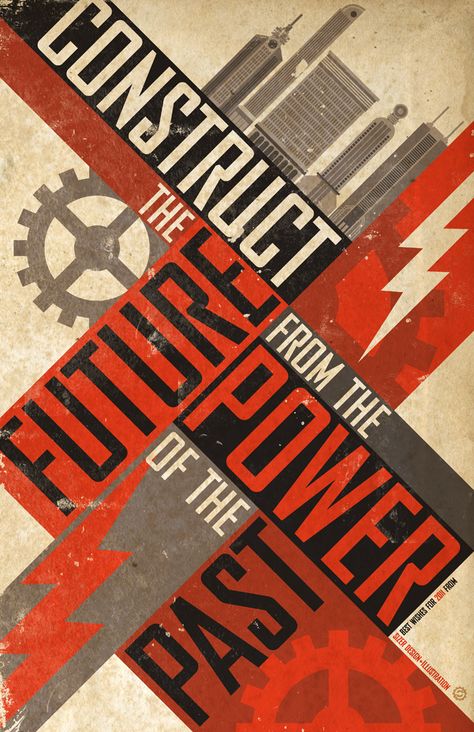 CONSTRUCT THE FUTURE POSTER – Sizer Design + Illustration Cool Poster Designs, Russian Constructivism, Future Poster, Graphic Design Collection, Graphisches Design, Propaganda Art, 타이포그래피 포스터 디자인, Poster Design Inspiration, Creative Poster Design