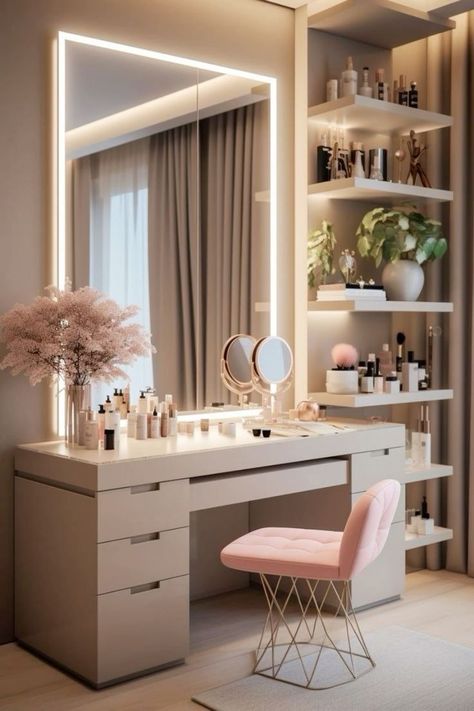 Stylish Room Decor, Dressing Room Decor, Luxury Room Bedroom, Dressing Table Design, Vanity Area, Cozy Room Decor, Room Makeover Bedroom, Dressing Room Design, House Interior Decor